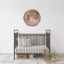 Realistic Bronze Moon Wall Decal , Space Sticker Kid's Room Watercolor Art - Thevinylcreations - thumbnail 3