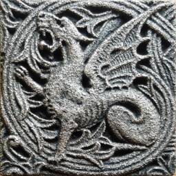 The Black Dragon Tile - Victorian Gothic Cast Stone Sculpture- Blackened Iron Finish - thumbnail 2