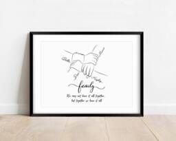 Personalised Family Hands Line Art Print Custom Names Minimalist Style Gift - thumbnail 1