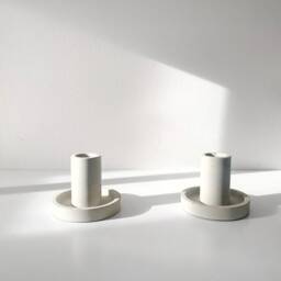 Handmade Concrete Taper Candle Holder, Minimalist Nordic Decor - thumbnail 2