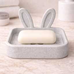 Bunny Soap Dish Holder - Marble Effect Rabbit - Minimalist Bathroom Sink Decor Cute Modern Tray 3D Printed Pla - thumbnail 4