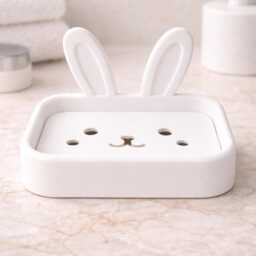 Bunny Soap Dish Holder - Marble Effect Rabbit - Minimalist Bathroom Sink Decor Cute Modern Tray 3D Printed Pla - thumbnail 2