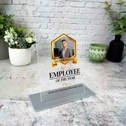 Employee Of The Year Gold Frame Photo Gift Personalised Plaque - Acrylic Plaque, Thank You Present - thumbnail 2