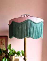 Handmade Pink Silk Fringe Lampshade, Art Deco Victorian Style - 16 Inch