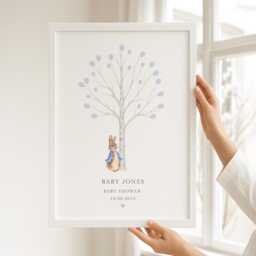 Personalised Baby Shower Fingerprint Tree Print - New Mum, Mum To Be Gift Girl Or Boy Memory Keepsake Nursery Decor - thumbnail 3