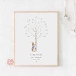 Personalised Baby Shower Fingerprint Tree Print - New Mum, Mum To Be Gift Girl Or Boy Memory Keepsake Nursery Decor - thumbnail 2