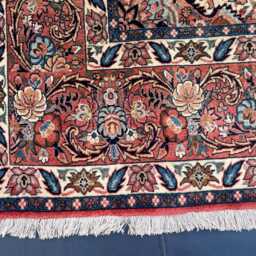 6.9x9.8 Ft, Handmade Persian Rug, Dark Navy Blue Medallion Rust Red Floral Traditional Fine Hand Knotted Wool Floor Decor Large Area Rug - thumbnail 4