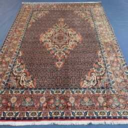 6.9x9.8 Ft, Handmade Persian Rug, Dark Navy Blue Medallion Rust Red Floral Traditional Fine Hand Knotted Wool Floor Decor Large Area Rug - thumbnail 2