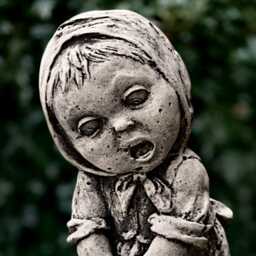 Crying Girl Statue Emotional Sculpture Sad Garden Decor Stone Children Figurine Melancholic Handmade Artwork Halloween Art - thumbnail 3