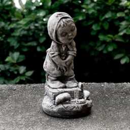 Crying Girl Statue Emotional Sculpture Sad Garden Decor Stone Children Figurine Melancholic Handmade Artwork Halloween Art - thumbnail 1