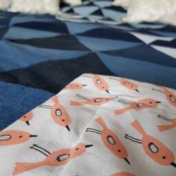 7 Denim Jeans Quilt Patchwok, Patchwork Denim, Denim Bedcover, Bedcover Patchwork, Upcycled, Scrap Fabric, Bedspread, Vintage - thumbnail 4