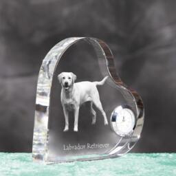 Labrador Retriever - Crystal Clock in The Shape Of A Heart With Image Pure-Bred Dog - thumbnail 3