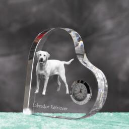 Labrador Retriever - Crystal Clock in The Shape Of A Heart With Image Pure-Bred Dog - thumbnail 2