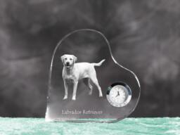 Labrador Retriever - Crystal Clock in The Shape Of A Heart With Image Pure-Bred Dog - thumbnail 1