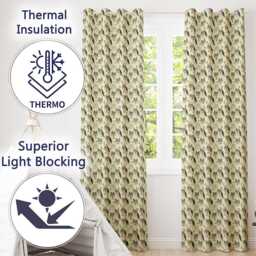 Soft Wolf Faces With Autumn Leaves Seamless Pattern Readymade Eyelet Ring Top Thermal 100% Blackout Curtains - thumbnail 3