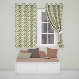 Soft Wolf Faces With Autumn Leaves Seamless Pattern Readymade Eyelet Ring Top Thermal 100% Blackout Curtains - thumbnail 1