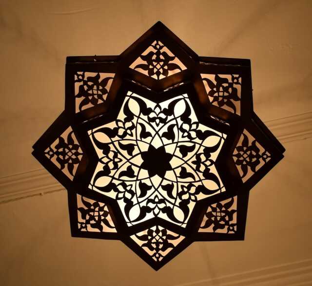 star Brass Chandelier Hand-Pierced Shadow Caster - Powder Room, 20 Inch - image 1