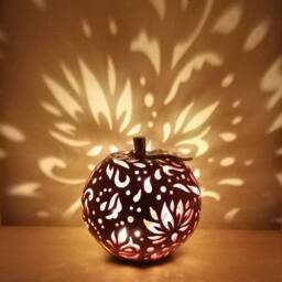 Fall Centerpiece - Carved Clay Apple Candle Holder Or Tealight Lantern For Your Fall Candles - thumbnail 3
