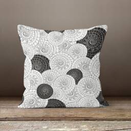 Black Cushion Cover-Geometric Pillow Case-Decorative Case-Black&white Cover-Gift For Her Cushion-Handmade Material - thumbnail 3