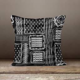 Black Cushion Cover-Geometric Pillow Case-Decorative Case-Black&white Cover-Gift For Her Cushion-Handmade Material - thumbnail 2