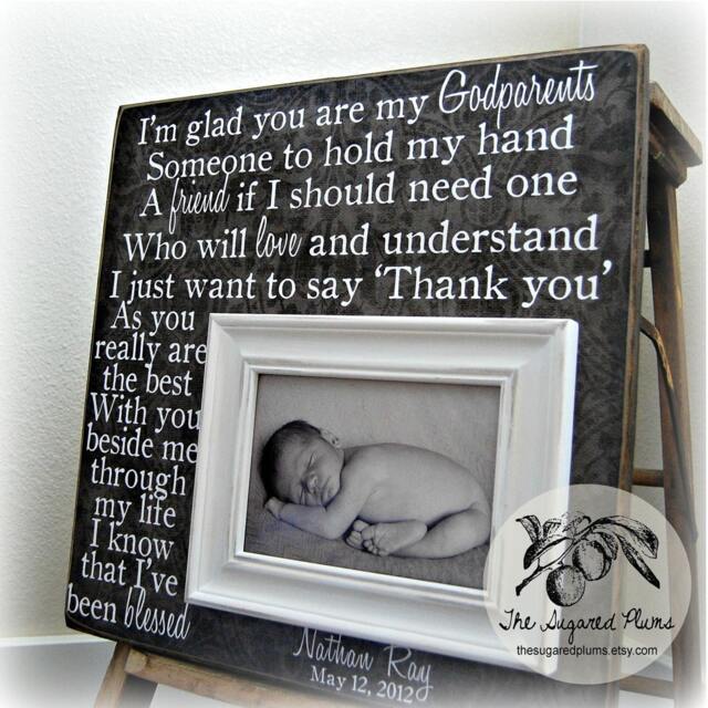 Personalized Godparent Gift Baptism Photo Frame - 16x16 - image 1