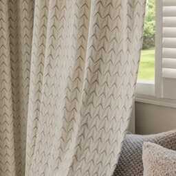 Beige Chevron Jacquard Curtain, Modern Textured Drapes, Neutral Living Room Bedroom Panel - thumbnail 3