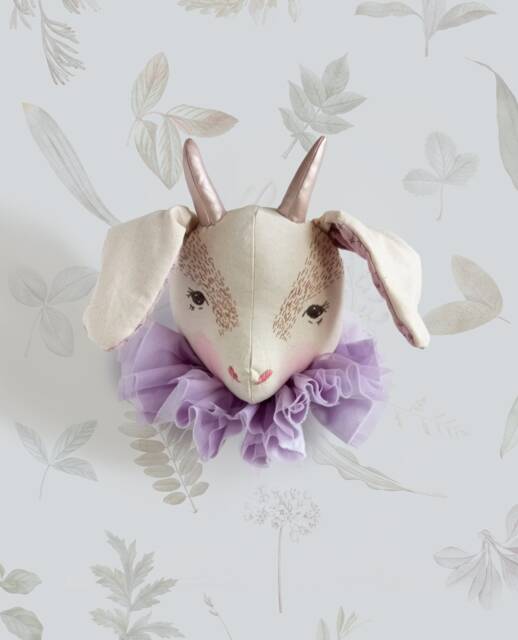 stuffed Goat Head Wall Mount Kids Room Nursery Decor - image 1