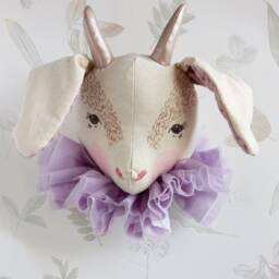 stuffed Goat Head Wall Mount Kids Room Nursery Decor - thumbnail 2