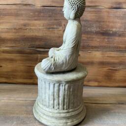 stone Garden Large Maze Robe Buddha On Plinth Natural Gift Concrete Ornament - thumbnail 3