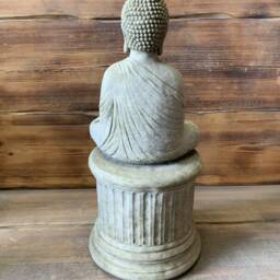 stone Garden Large Maze Robe Buddha On Plinth Natural Gift Concrete Ornament - thumbnail 2