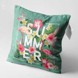 Cushion Cover From Tropical Summer Flowers & Pink Flamingos - Double Sided Printing Pillow On The Chenille With Multi Size Options - thumbnail 3