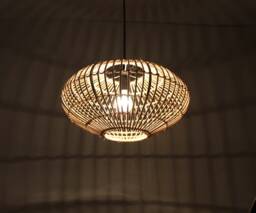 Rattan Oval Pendant Light - Rustic Woven Lamp Shade - 15.7'' - thumbnail 1