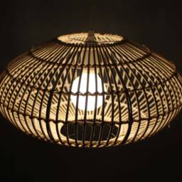 Rattan Oval Pendant Light - Rustic Woven Lamp Shade - 15.7'' - thumbnail 3