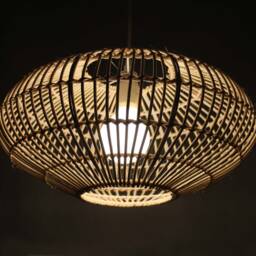 Rattan Oval Pendant Light - Rustic Woven Lamp Shade - 15.7'' - thumbnail 2