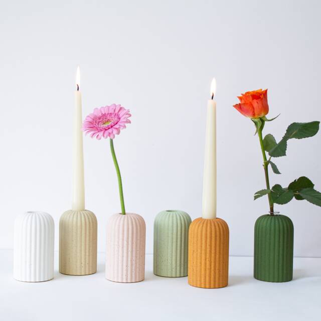 Ribbed Candle Holder/Bud Vase, Large - image 1