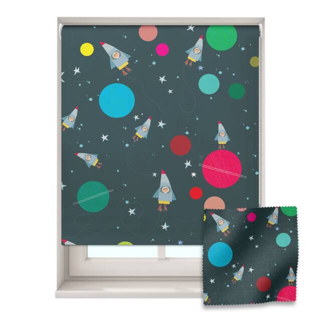 Rockets Roller Blind, Space Themed Children's Made To Measure, Nursery Blackout Blind - image 1