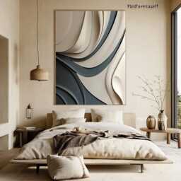 Hand-Carved Wood Wall Art, Abstract 3D Sculpture, Textured White & Black - thumbnail 2