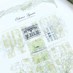 Orleans Square Savannah Map No. 9 - Art Print Historic City Architecture Savannah Wedding Graduation Realtor Anniversary Gift Georgia - thumbnail 3