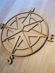 3D Wooden Nautical Compass Wall Art Maritime Decor - thumbnail 1