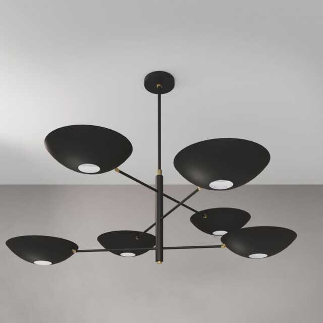 Mid Century Italian Modern Chandelier 6 Arm Sputnik Brass Pendant Light 1950S Large Vintage Fixture Aldorno Penda Stilnovo - image 1
