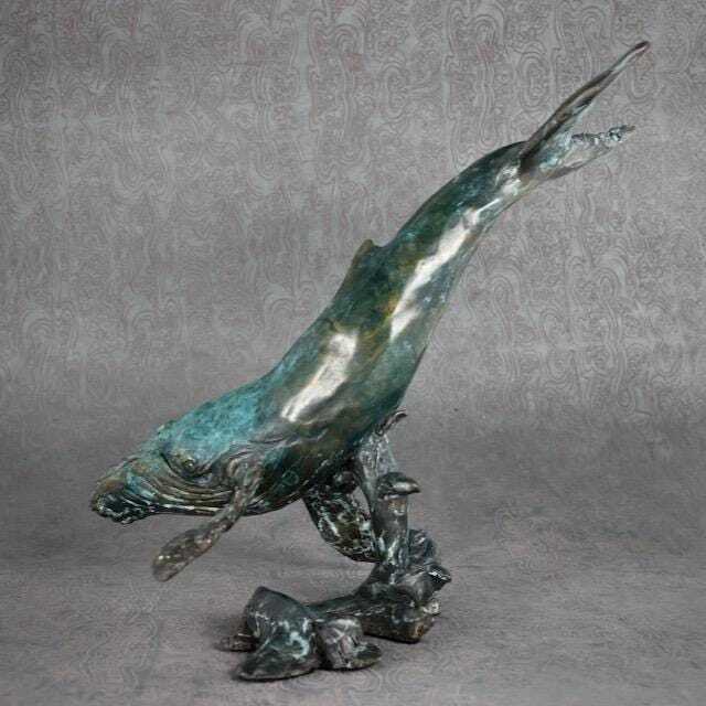 Hand-Cast Bronze Humpback Whale Sculpture Ocean Art Decor By Kindrie Grove - image 1