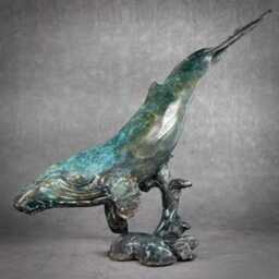 Hand-Cast Bronze Humpback Whale Sculpture Ocean Art Decor By Kindrie Grove - thumbnail 2