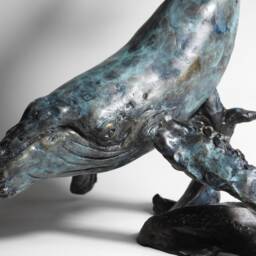Hand-Cast Bronze Humpback Whale Sculpture Ocean Art Decor By Kindrie Grove - thumbnail 4
