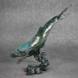 Hand-Cast Bronze Humpback Whale Sculpture Ocean Art Decor By Kindrie Grove - thumbnail 1