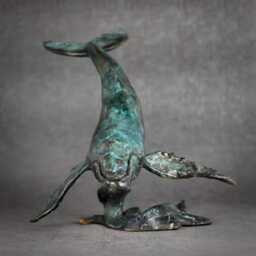 Hand-Cast Bronze Humpback Whale Sculpture Ocean Art Decor By Kindrie Grove - thumbnail 3