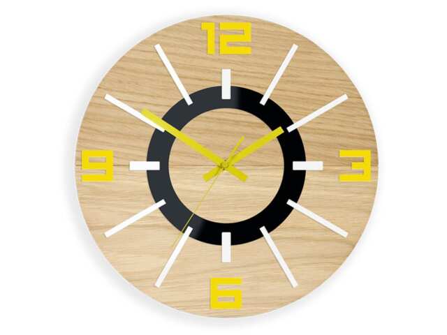 Wood Clock Large Wall Gift Decor Unique Oak Clocks Yellow 100% Natural - image 1