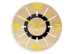 Wood Clock Large Wall Gift Decor Unique Oak Clocks Yellow 100% Natural