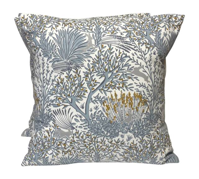 2 X Clarke & Wilderwood Denim Blue Mustard Grey Cushion Covers - image 1