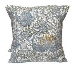 2 X Clarke & Wilderwood Denim Blue Mustard Grey Cushion Covers