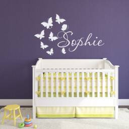 Butterfly Name Wall Decal - Personalised Calligraphy Style Sticker With Butterflies Girls Bedroom Decor 011 - thumbnail 2